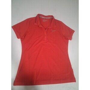 Nike Golf Dri Fit Women's Red Short Sleeve Polo Shirt Large Sporty Athleisure